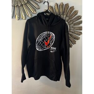 Nike Football Hoodie Black Graphic Print Pullover Hooded Sweatshirt Mens L